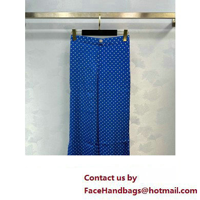 chanel Printed Silk Twill Blue  &  White PANTS P76723 2024